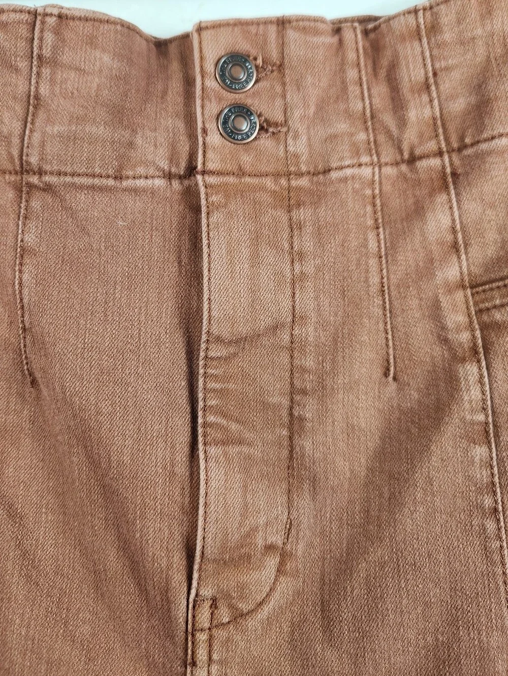 Free People We The Free Jayde High Rise Flare Jeans Rust Brown Size 32 NWT